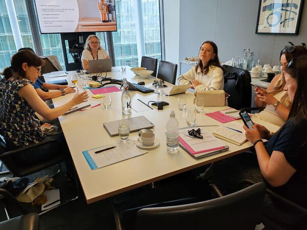 Image of Helen running an in-person training session